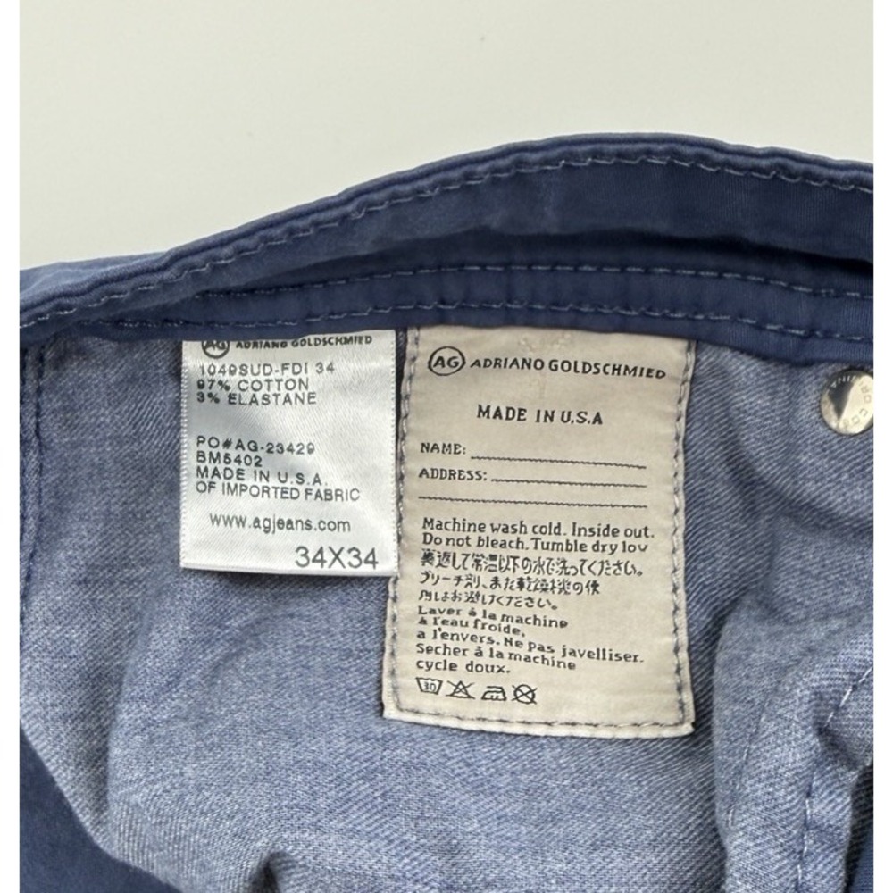 AG‎ Adriano Goldschmied Protege Slim Straight Jeans 34x34 Blue Stretch USA Made - Picture 4 of 6